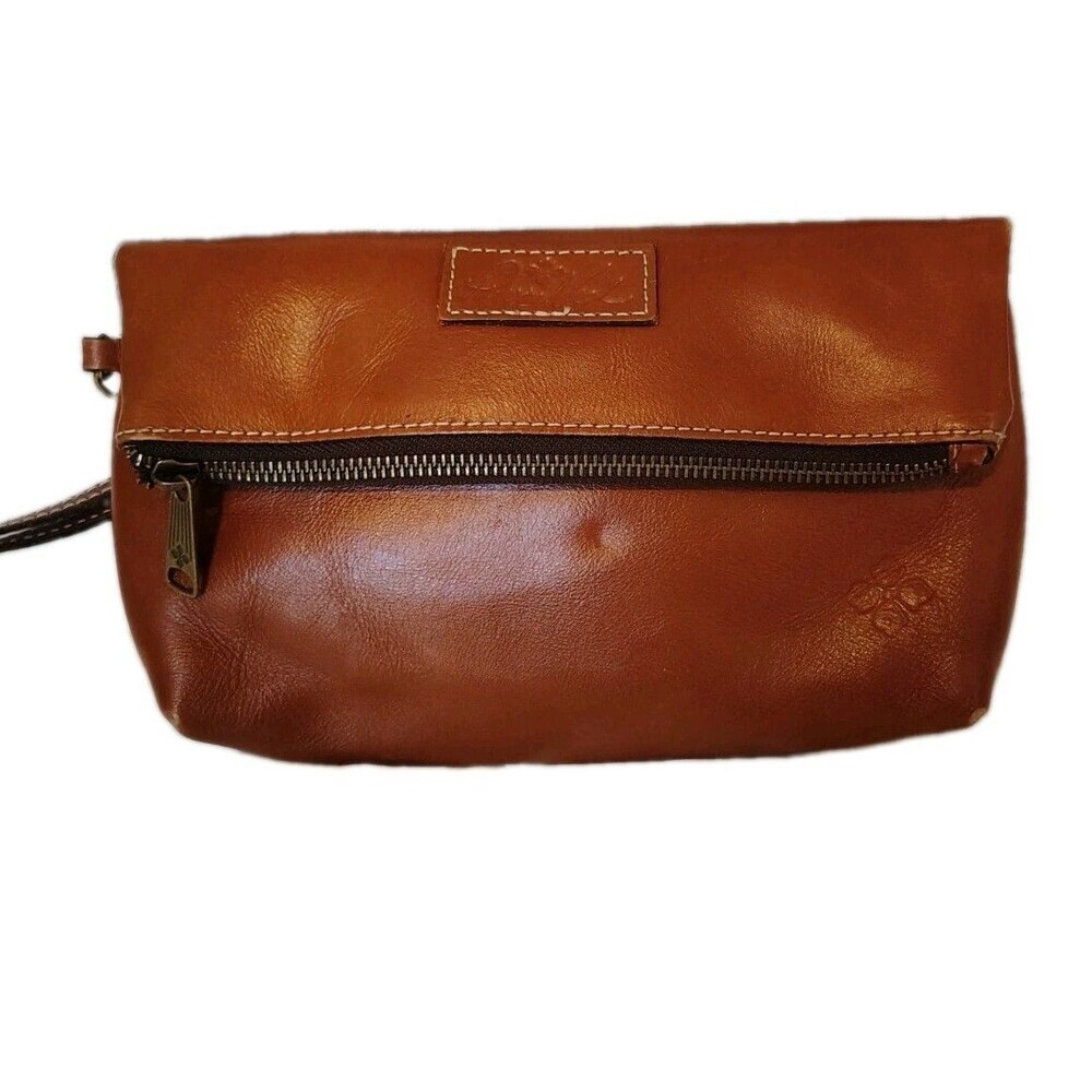 ​Patricia Nash Tan Leather Foldover Wristlet Clutch Bag — AS IS / READ DESC